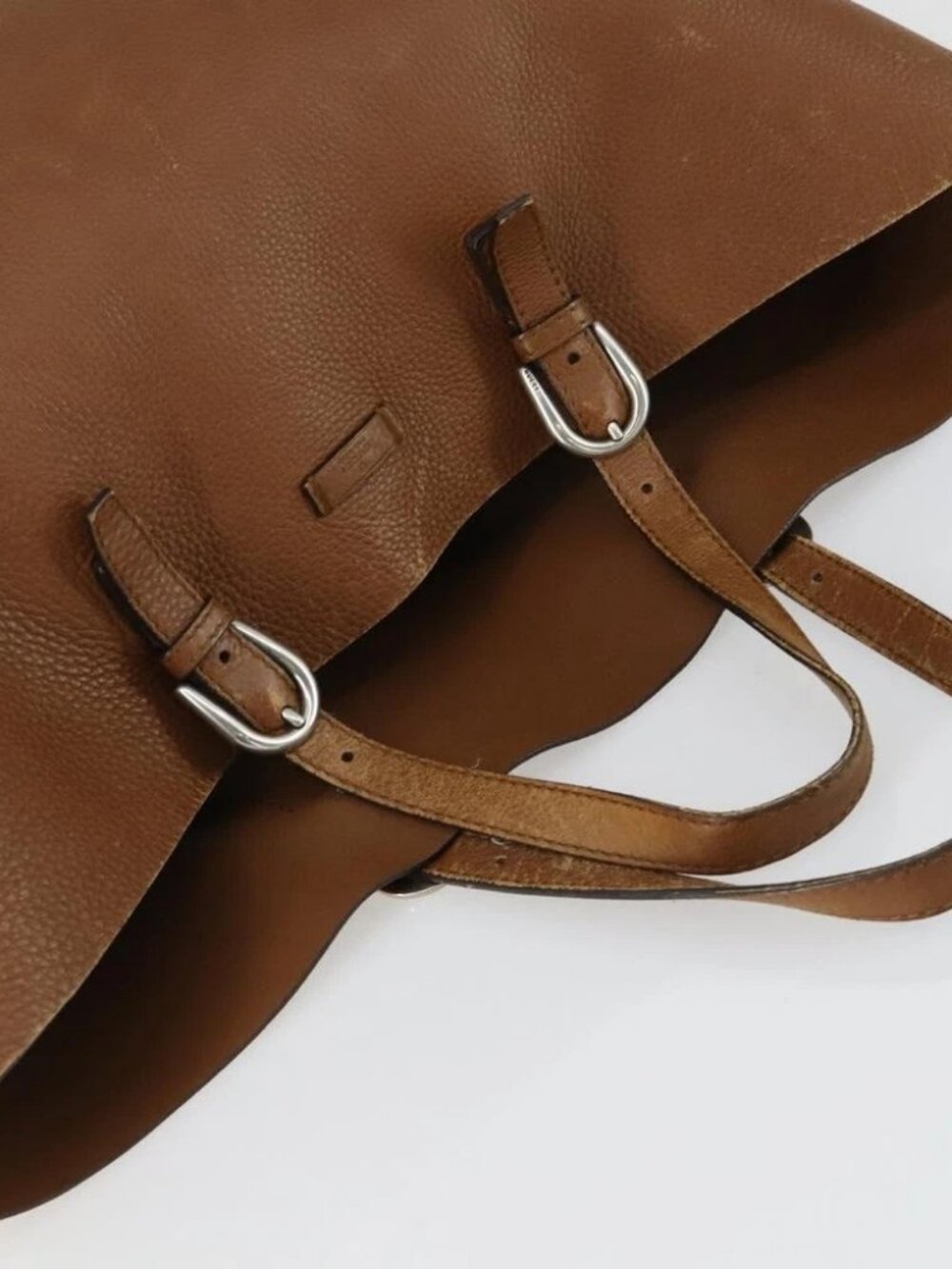 GUCCI Tote Bag Leather Brown Silver Auth - Picture 11 of 16